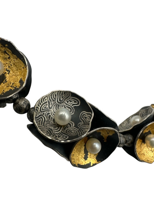 So Young Park Studios Gunmetal, White, Gold Oxidized Silver Pearl Necklace Gunmetal, White, Gold
