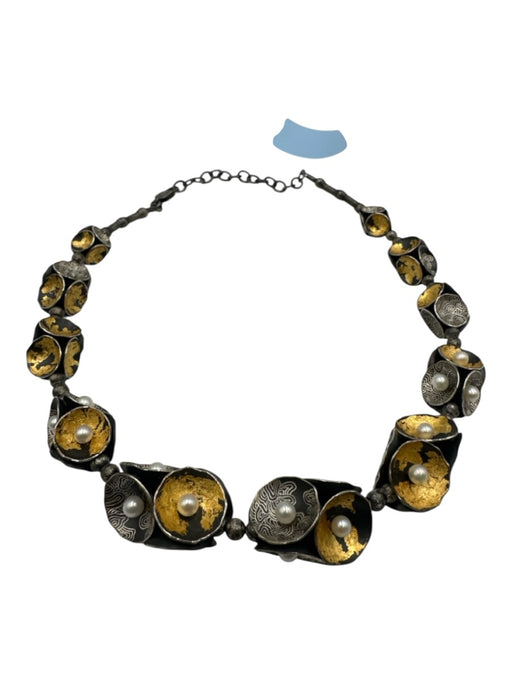 So Young Park Studios Gunmetal, White, Gold Oxidized Silver Pearl Necklace Gunmetal, White, Gold