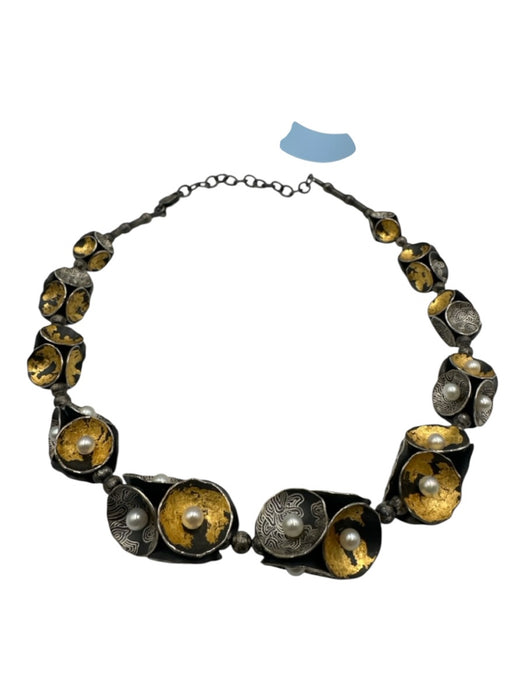 So Young Park Studios Gunmetal, White, Gold Oxidized Silver Pearl Necklace Gunmetal, White, Gold