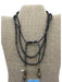 Purple & Gold Pearl Metal Tassels Lariat Necklace Purple & Gold