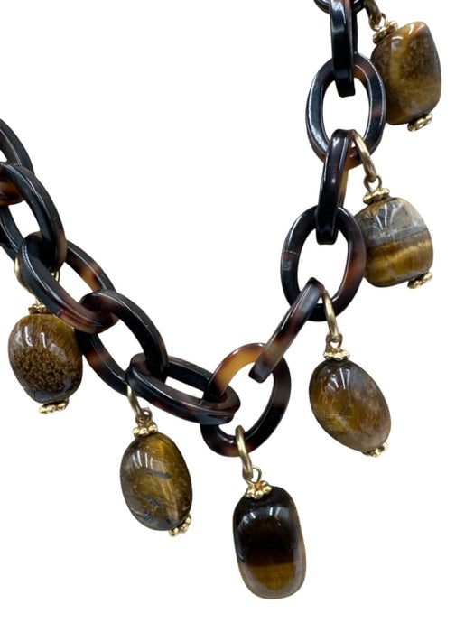 Lorren Bell Brown, Black, Gold Acetate Tigers Eye Chain Toggle Clasp Necklace Brown, Black, Gold