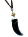 Whitney Beads Black, Brown, Gold Leather cord Acetate Horn Bead Detail Necklace Black, Brown, Gold