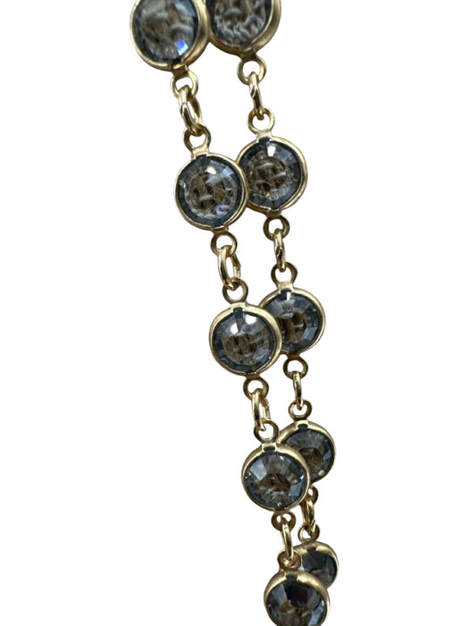 Swarovski Gold & Gray Crystal Metal Bezel Chain Long Necklace Gold & Gray