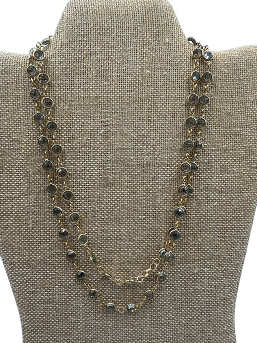 Swarovski Gold & Gray Crystal Metal Bezel Chain Long Necklace Gold & Gray