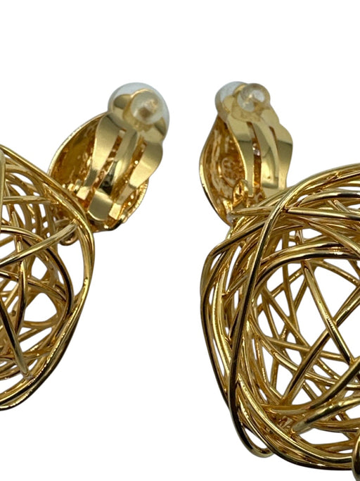 Cecile Jeanne Gold Metal Wire Sphere drop Clip On Earrings Gold