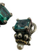 Lagos Teal & Silver 925 & 750 Topaz Rectangle Cut Pearl detail Hinge Earrings Teal & Silver