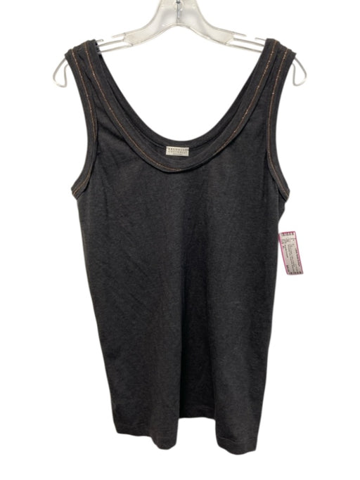 Brunello Cucinelli Size XL Gray & Copper Cotton & Elastane Sleeveless Tank Top Gray & Copper / XL