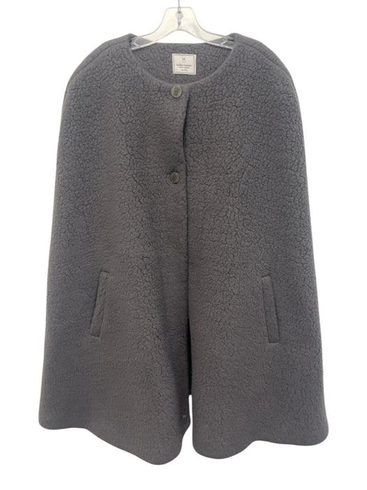 Dudley Stephens Gray Polyester Teddy Cherries Button Front Slit Sleeve Cape Gray / xl/xxl