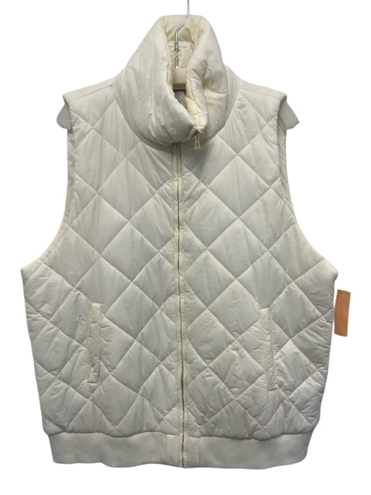 Tuckernuck Size XXXL Cream White Nylon Quilted Zip Front Puffer High Neck Vest Cream White / XXXL