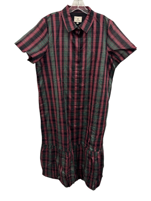 Tuckernuck Size XXL Pink, Green, Black Cotton Button Down Plaid Collared Dress Pink, Green, Black / XXL