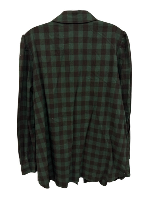 Tuckernuck Size XXL Green & Black Print Cotton Button Down Gingham Collared Top Green & Black Print / XXL