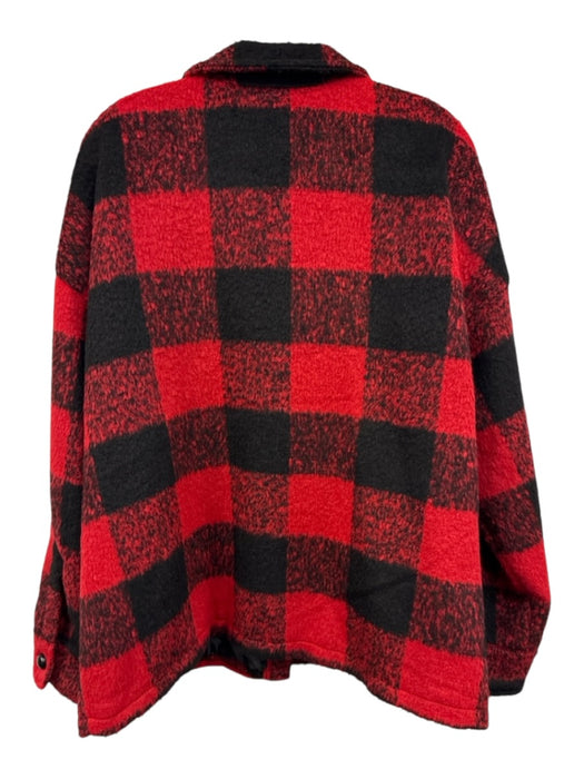 Pomander Place Size XXL Red & Black Print Polyester Button Down Plaid Jacket Red & Black Print / XXL