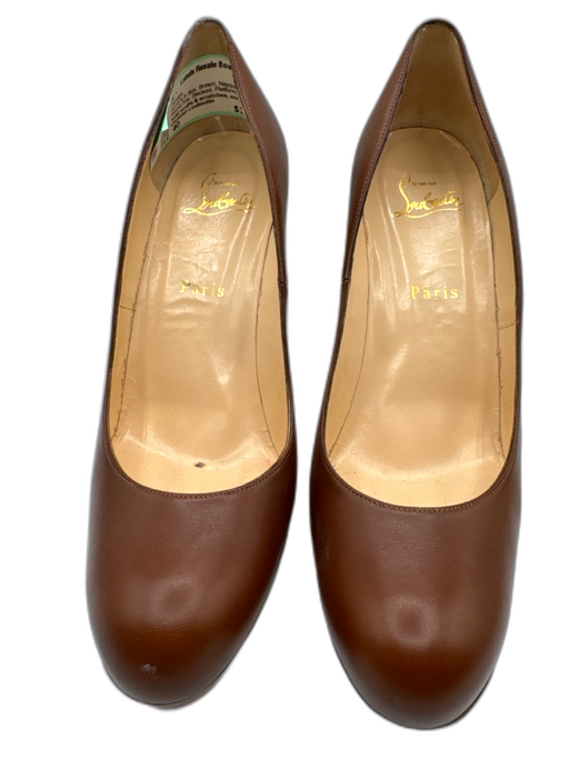Christian Louboutin Shoe Size 40 Brown Nappa Leather Round Toe Stacked Pumps Brown / 40