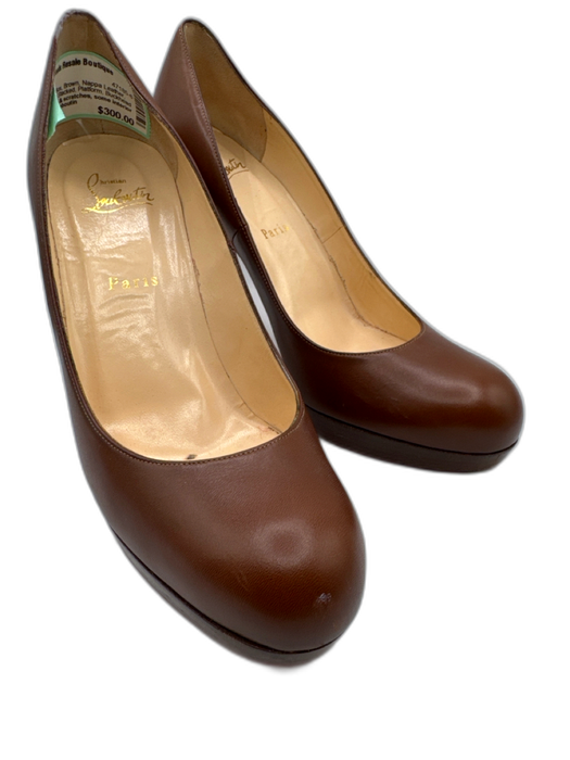 Christian Louboutin Shoe Size 40 Brown Nappa Leather Round Toe Stacked Pumps Brown / 40