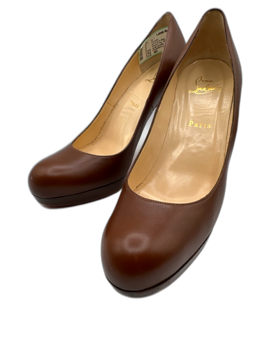 Christian Louboutin Shoe Size 40 Brown Nappa Leather Round Toe Stacked Pumps Brown / 40