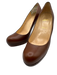 Christian Louboutin Shoe Size 40 Brown Nappa Leather Round Toe Stacked Pumps Brown / 40