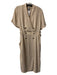 Asos Size 8 Tan Polyester Short Sleeve Collared Pockets Elastic Waist Dress Tan / 8
