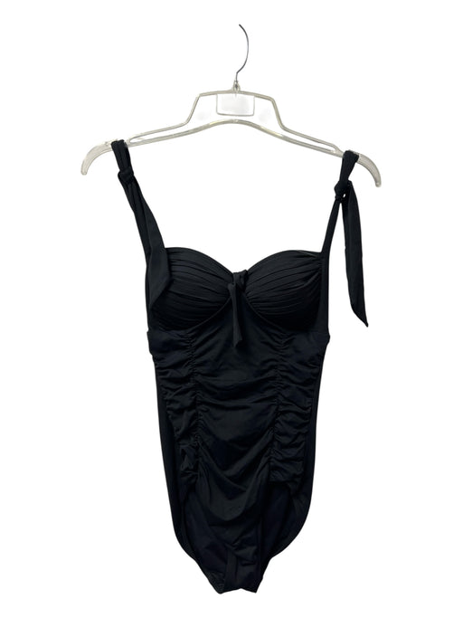 Seafolly Size 10 Black Nylon halter tie neck One Piece Front Bow swimwear Black / 10