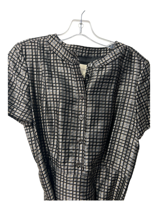 Burberry London Size 10 Gray, Black & Gold Cotton Blend Acetate Blend Dress Gray, Black & Gold / 10