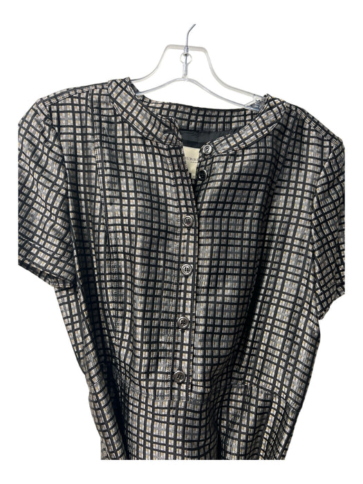 Burberry London Size 10 Gray, Black & Gold Cotton Blend Acetate Blend Dress Gray, Black & Gold / 10