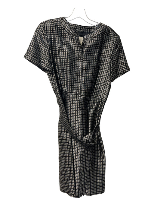Burberry London Size 10 Gray, Black & Gold Cotton Blend Acetate Blend Dress Gray, Black & Gold / 10