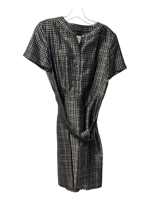Burberry London Size 10 Gray, Black & Gold Cotton Blend Acetate Blend Dress Gray, Black & Gold / 10