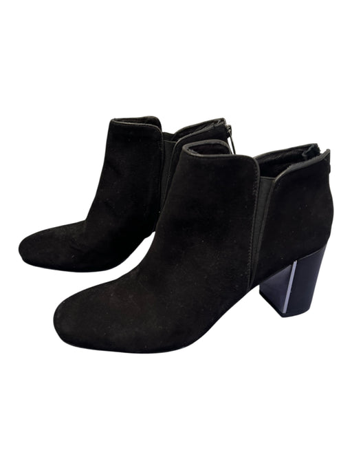 Donald Pliner Shoe Size 7 Black Suede Back Zip Squarish toe Heel Booties Black / 7