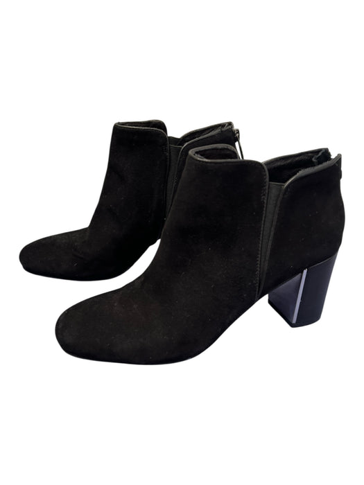 Donald Pliner Shoe Size 7 Black Suede Back Zip Squarish toe Heel Booties Black / 7