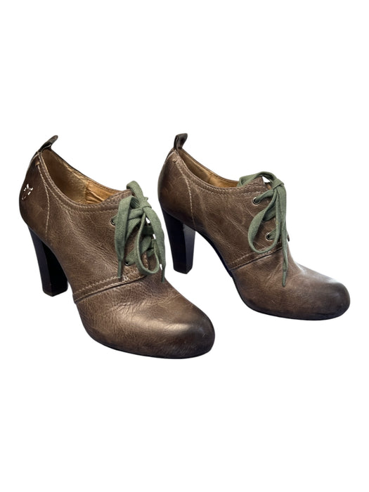 Frye Shoe Size 7 Taupe Leather Almond Toe lace up Heel Shoes Taupe / 7