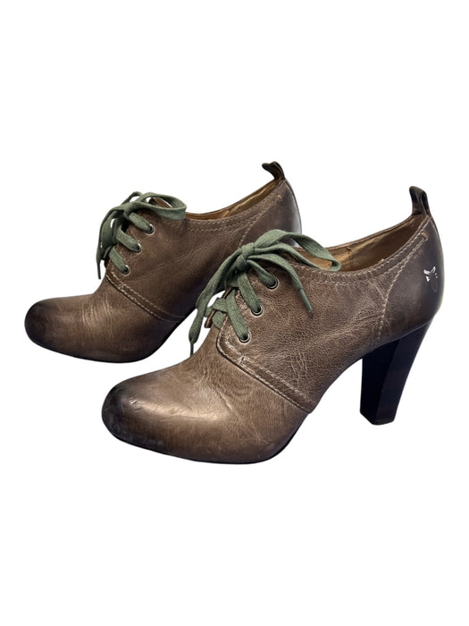 Frye Shoe Size 7 Taupe Leather Almond Toe lace up Heel Shoes Taupe / 7