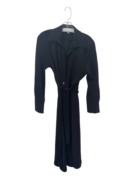 Vince Size Small Black Polyester Long Sleeve Button Down Collared Dress Black / Small
