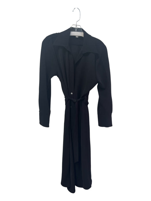 Vince Size Small Black Polyester Long Sleeve Button Down Collared Dress Black / Small