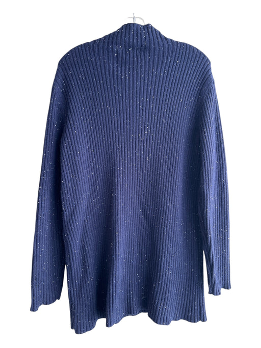 Halogen Size M Navy Cotton Blend Mock Neck Long Sleeve Ribbed Speckled Sweater Navy / M