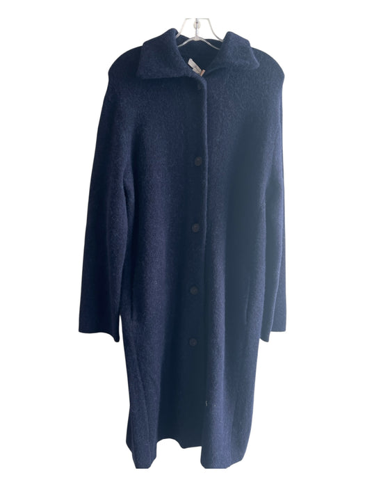 Vince Size S Navy Wool Blend Button Front Collar Long Sleeve Knee length Sweater Navy / S