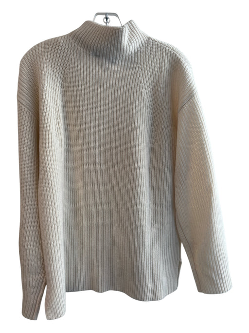 Theory Size M Ivory Cashmere Turtle Neck Long Sleeve Knit loose fit Sweater Ivory / M