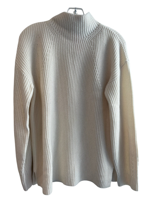 Theory Size M Ivory Cashmere Turtle Neck Long Sleeve Knit loose fit Sweater Ivory / M