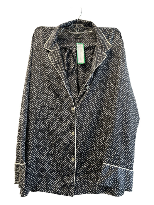 Natori Size S Blue & White Polyester Abstract Geometric Button Down Pajamas Blue & White / S