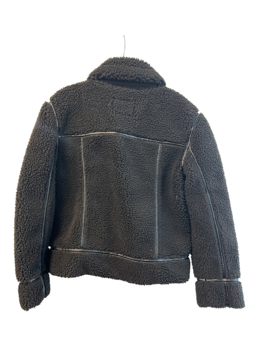 Bearpaw Size S Black Polyester Faux Fur Zip Front Long Sleeve Coat Black / S