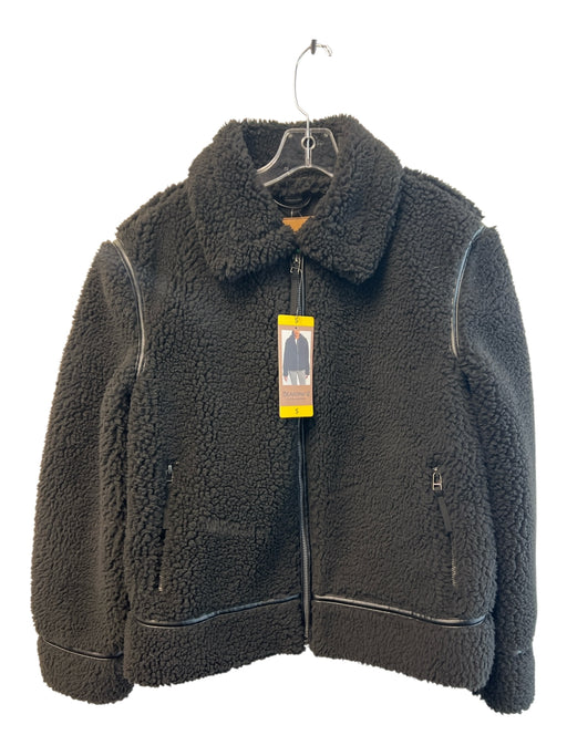 Bearpaw Size S Black Polyester Faux Fur Zip Front Long Sleeve Coat Black / S