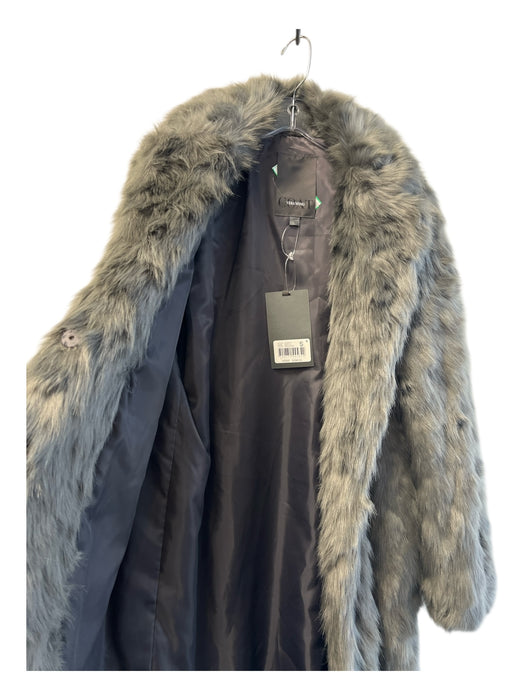 Vera Wang Size S Grey Polyester Faux Fur Snap Button Shag Long Sleeve Coat Grey / S