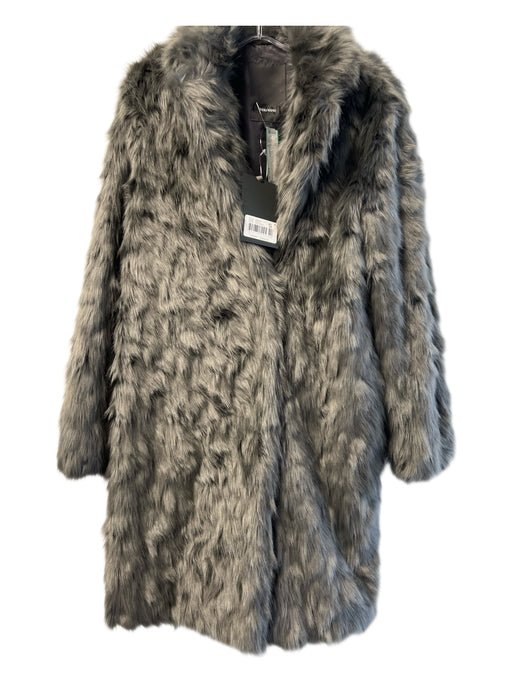 Vera Wang Size S Grey Polyester Faux Fur Snap Button Shag Long Sleeve Coat Grey / S