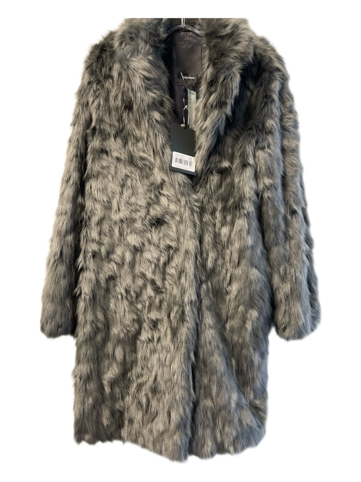 Vera Wang Size S Grey Polyester Faux Fur Snap Button Shag Long Sleeve Coat Grey / S