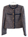 Elie Tahari Size S Navy & Brown Wool Blend Tweed Round Neck buttondown Jacket Navy & Brown / S