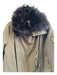 Zadig & Voltaire Size S Army Green Cotton Faux Fur Collar Double Breast Coat Army Green / S