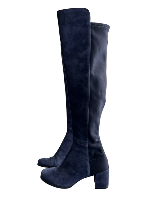 Stuart Weitzman Shoe Size 7 Navy Suede Elastic Back Almond Toe Knee High Boots Navy / 7