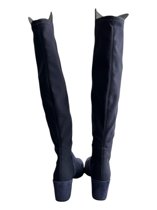 Stuart Weitzman Shoe Size 7 Navy Suede Elastic Back Almond Toe Knee High Boots Navy / 7