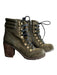 Lucky Brand Shoe Size 7 Army Green Suede Above Ankle lace up Side Zip Boots Army Green / 7
