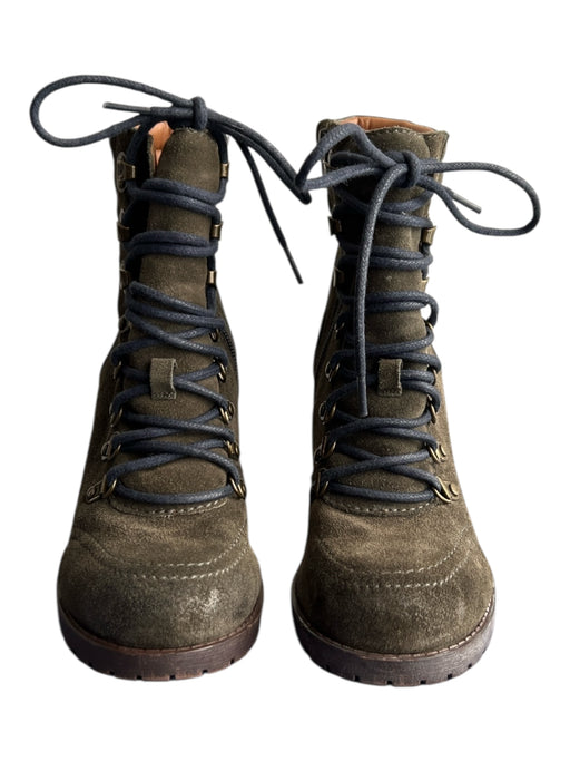 Lucky Brand Shoe Size 7 Army Green Suede Above Ankle lace up Side Zip Boots Army Green / 7