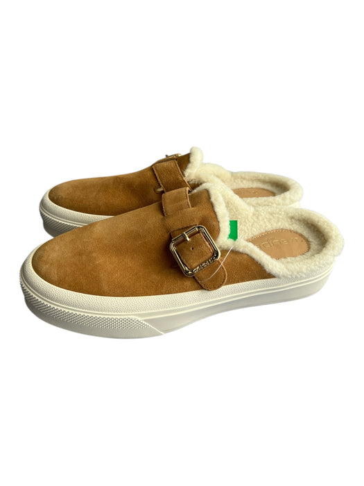 J/Slides Shoe Size 7.5 Camel & White Suede Faux Fur Lining Round Toe Shoes Camel & White / 7.5