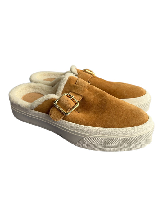 J/Slides Shoe Size 7.5 Camel & White Suede Faux Fur Lining Round Toe Shoes Camel & White / 7.5